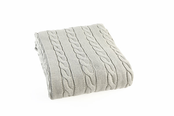 100-Percent Turkish Cotton Knitted in Cable Pattern Design Luxury Throw Blanket