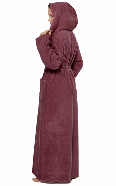 Women's Cotton Princess Style Long Hooded Lightweight Bathrobe