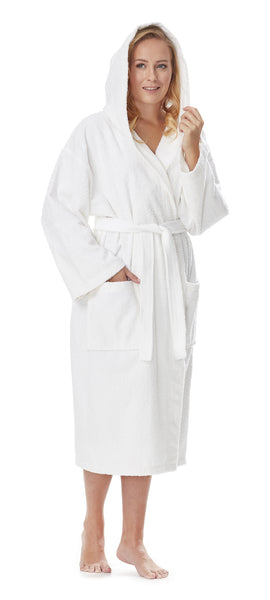 Women's Cotton Hooded Classic Bathrobe with Full Length Options