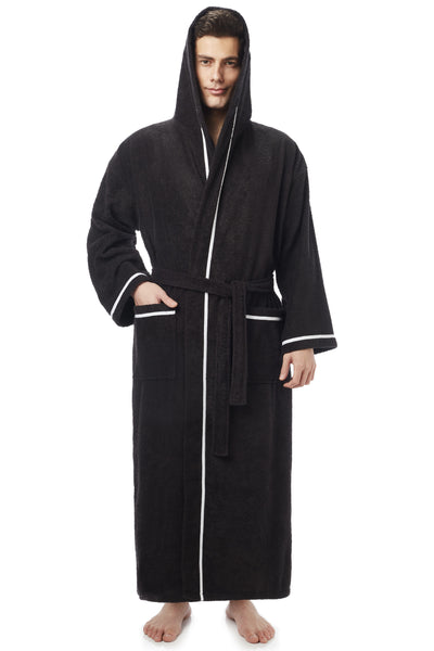 Men's Cotton Extrobe Style Hooded Bathrobe with Full Length Options