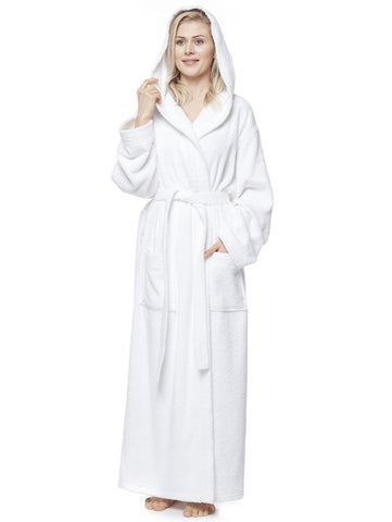Women's Cotton Pacific Style Full Length Hooded Bathrobe